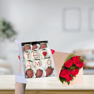 Paquete Rosas y Caja Te Amo