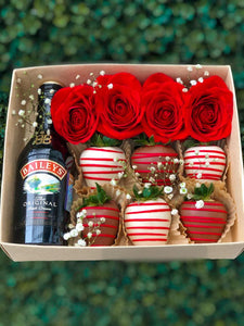 Caja de Crema Irlandesa con Rosas